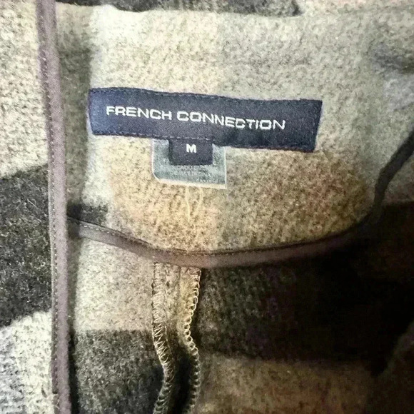 French Connection Wool Blend Open Front Drape Wrap Coat Black & Gray EUC, sz M - Picture 3 of 4